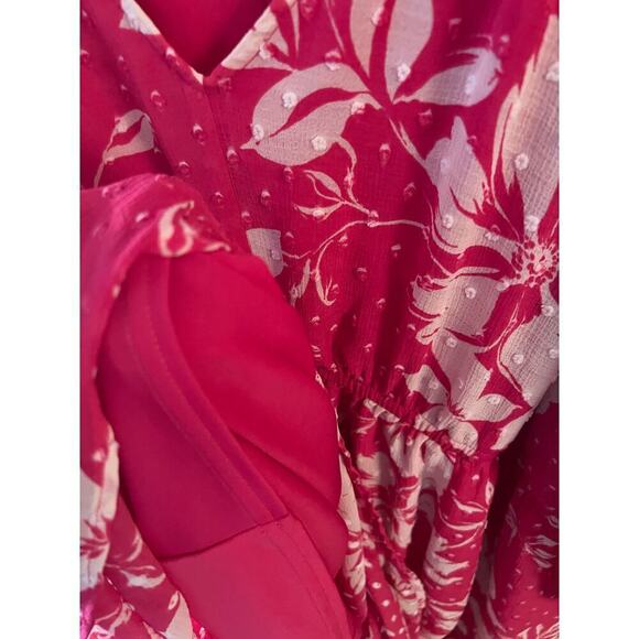 Torrid Chiffon Swiss Dot Babydoll Balloon Sleeve Floral Dress ruffle - Picture 6 of 8